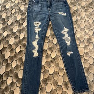 American Eagle Outfitters Blue Distressed Skinny Jeans